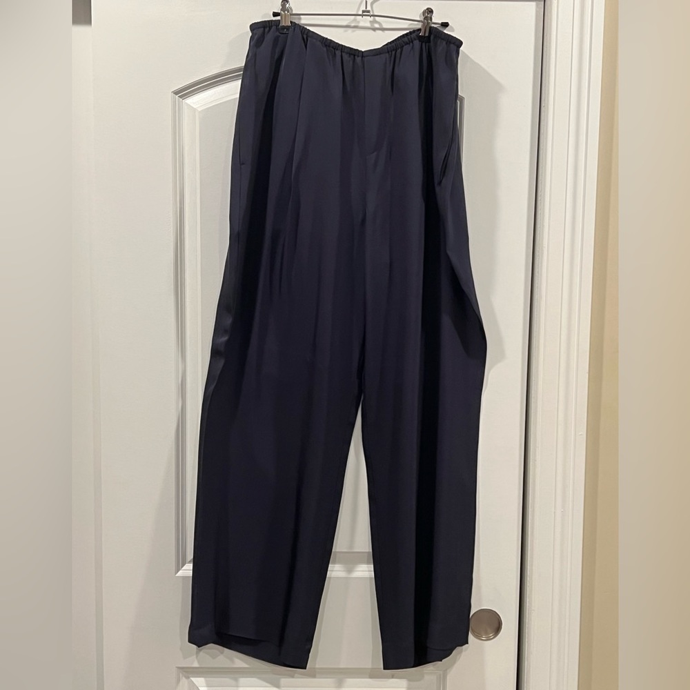 Vince wide leg navy silk blend pants